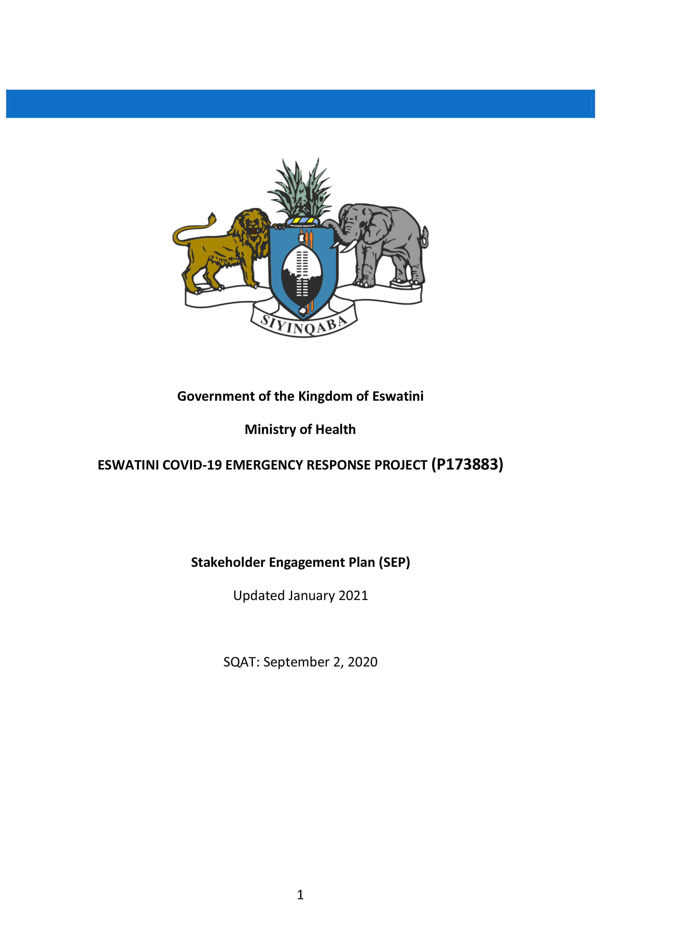 Eswatini COVID-19 Emergency Response Project 